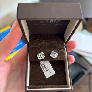 Jared Silver and White Diamond Earrings
